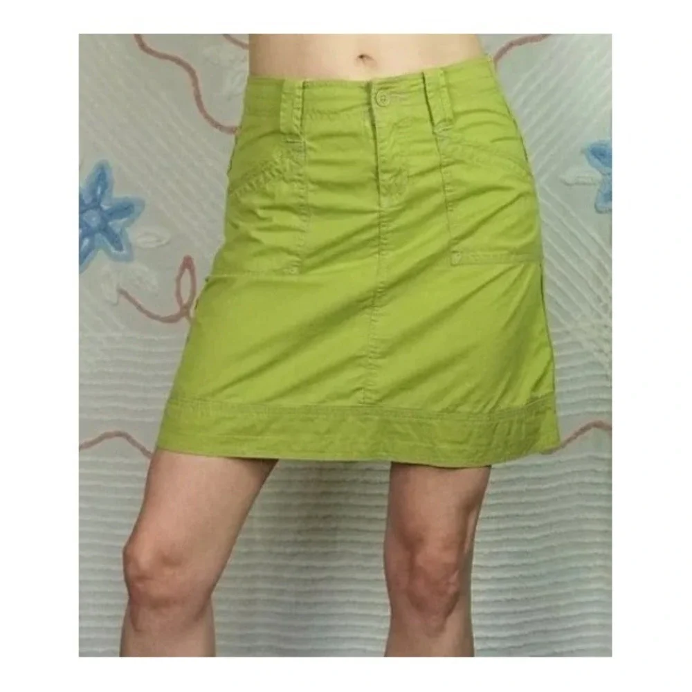 Women's Aventura Earthy Organic Cotton Skirt A-Line Utility Pockets Green Size 6